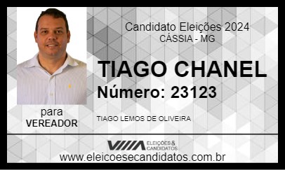 Candidato TIAGO CHANEL 2024 - CÁSSIA - Eleições