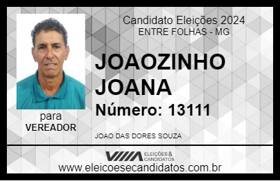 Candidato JOAOZINHO JOANA 2024 - ENTRE FOLHAS - Eleições