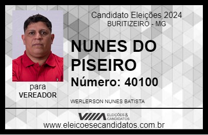 Candidato NUNES DO PISEIRO 2024 - BURITIZEIRO - Eleições