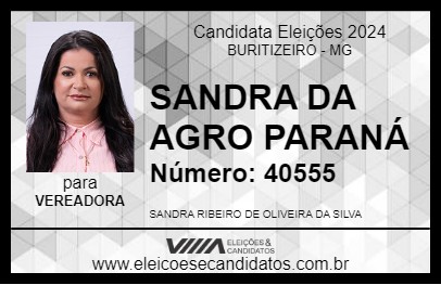 Candidato SANDRA DA AGRO PARANÁ 2024 - BURITIZEIRO - Eleições