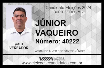 Candidato JÚNIOR VAQUEIRO 2024 - BURITIZEIRO - Eleições