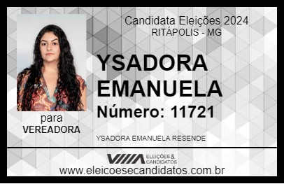 Candidato YSADORA EMANUELA 2024 - RITÁPOLIS - Eleições