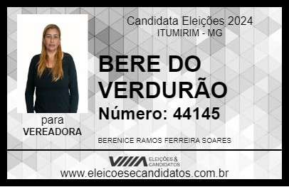 Candidato BERE DO VERDURÃO 2024 - ITUMIRIM - Eleições