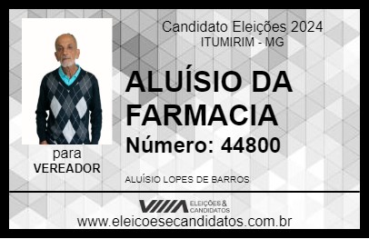 Candidato ALUÍSIO DA FARMACIA 2024 - ITUMIRIM - Eleições