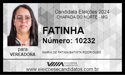 Candidato FATINHA 2024 - CHAPADA DO NORTE - Eleições