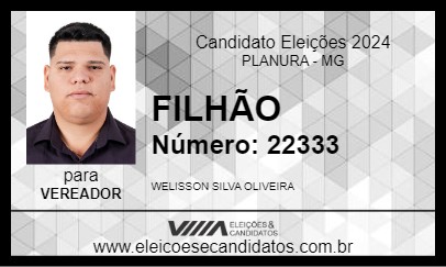 Candidato FILHÃO 2024 - PLANURA - Eleições