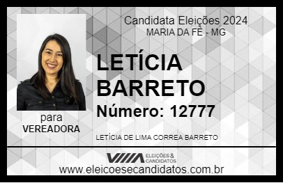 Candidato LETÍCIA BARRETO 2024 - MARIA DA FÉ - Eleições