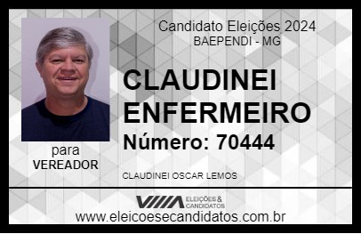 Candidato CLAUDINEI ENFERMEIRO 2024 - BAEPENDI - Eleições