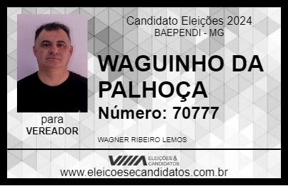 Candidato WAGUINHO DA PALHOÇA 2024 - BAEPENDI - Eleições