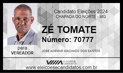 Candidato ZÉ TOMATE 2024 - CHAPADA DO NORTE - Eleições