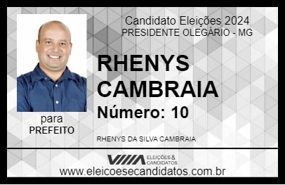 Candidato RHENYS CAMBRAIA 2024 - PRESIDENTE OLEGÁRIO - Eleições