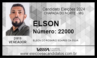 Candidato ELSON 2024 - CHAPADA DO NORTE - Eleições