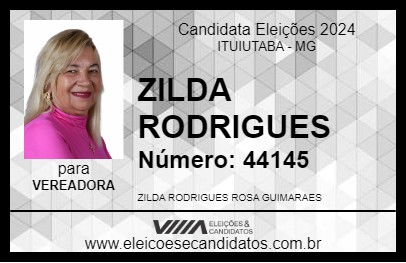 Candidato ZILDA RODRIGUES 2024 - ITUIUTABA - Eleições