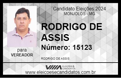 Candidato RODRIGO DE ASSIS 2024 - MONJOLOS - Eleições