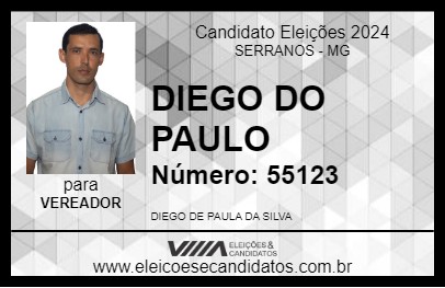 Candidato DIEGO DO PAULO 2024 - SERRANOS - Eleições