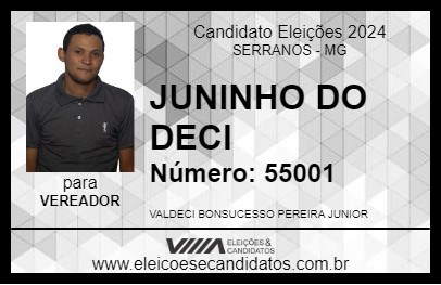 Candidato JUNINHO DO DECI 2024 - SERRANOS - Eleições