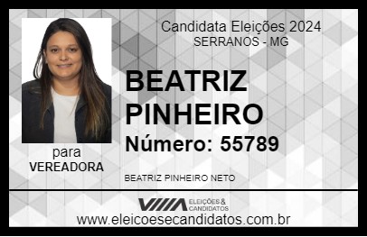 Candidato BEATRIZ PINHEIRO 2024 - SERRANOS - Eleições