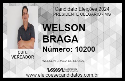 Candidato WELSON BRAGA 2024 - PRESIDENTE OLEGÁRIO - Eleições