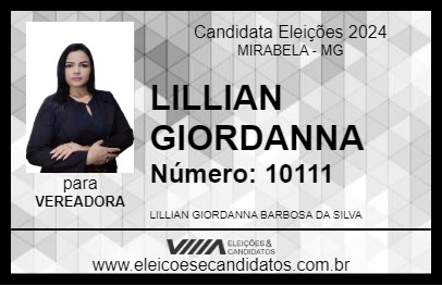 Candidato LILLIAN GIORDANNA 2024 - MIRABELA - Eleições