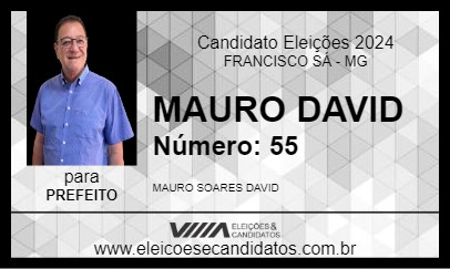 Candidato MAURO DAVID 2024 - FRANCISCO SÁ - Eleições