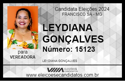 Candidato LEYDIANA GONÇALVES 2024 - FRANCISCO SÁ - Eleições