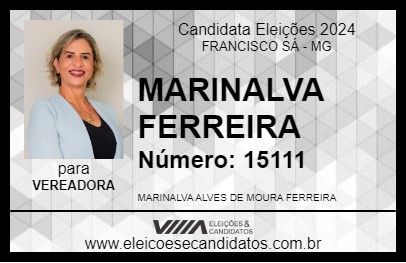 Candidato MARINALVA FERREIRA 2024 - FRANCISCO SÁ - Eleições