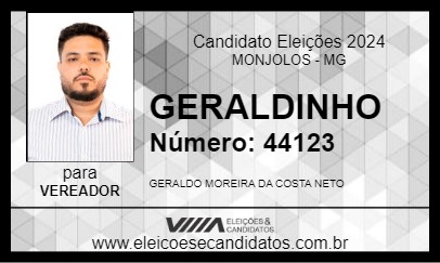 Candidato GERALDINHO 2024 - MONJOLOS - Eleições