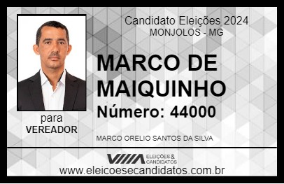 Candidato MARCO DE MAIQUINHO 2024 - MONJOLOS - Eleições