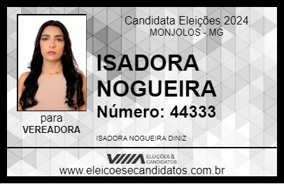 Candidato ISADORA NOGUEIRA 2024 - MONJOLOS - Eleições