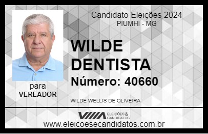 Candidato WILDE DENTISTA 2024 - PIUMHI - Eleições