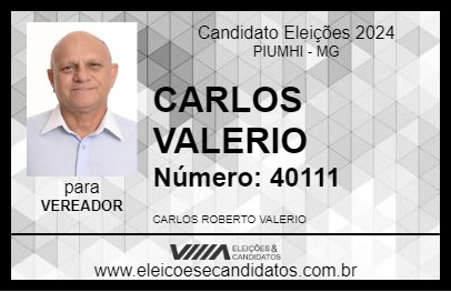 Candidato CARLOS VALERIO 2024 - PIUMHI - Eleições