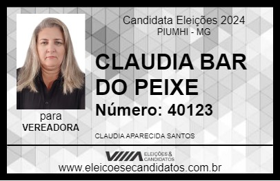 Candidato CLAUDIA  BAR DO PEIXE 2024 - PIUMHI - Eleições