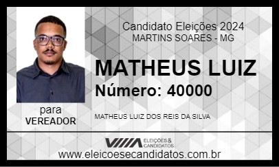 Candidato MATHEUS LUIZ 2024 - MARTINS SOARES - Eleições