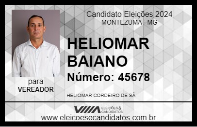 Candidato HELIOMAR BAIANO 2024 - MONTEZUMA - Eleições