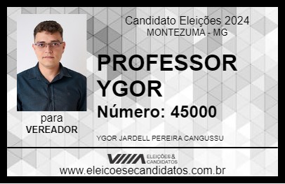 Candidato PROFESSOR YGOR 2024 - MONTEZUMA - Eleições