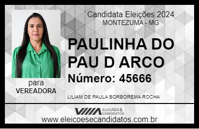 Candidato PAULINHA DO PAU D ARCO 2024 - MONTEZUMA - Eleições