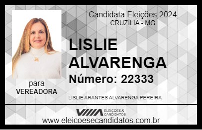 Candidato LISLIE ALVARENGA 2024 - CRUZÍLIA - Eleições