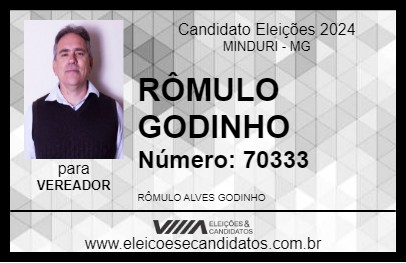 Candidato RÔMULO GODINHO 2024 - MINDURI - Eleições