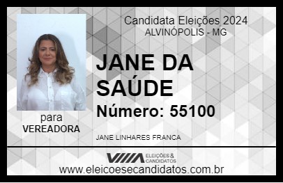 Candidato JANE DA SAÚDE  2024 - ALVINÓPOLIS - Eleições