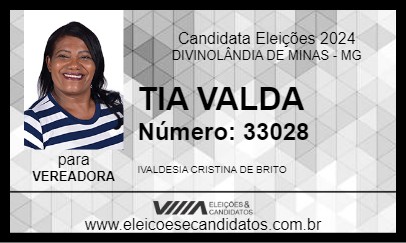 Candidato TIA VALDA 2024 - DIVINOLÂNDIA DE MINAS - Eleições