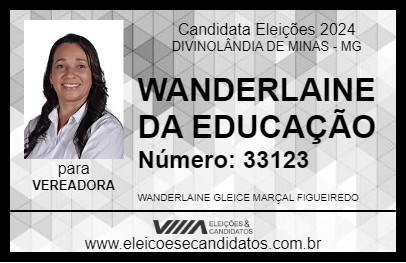 Candidato WANDERLAINE DA EDUCAÇÃO 2024 - DIVINOLÂNDIA DE MINAS - Eleições