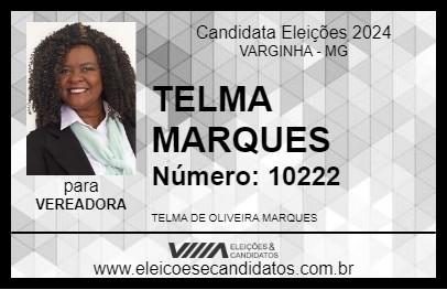 Candidato TELMA MARQUES 2024 - VARGINHA - Eleições