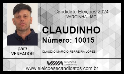 Candidato CLAUDINHO 2024 - VARGINHA - Eleições