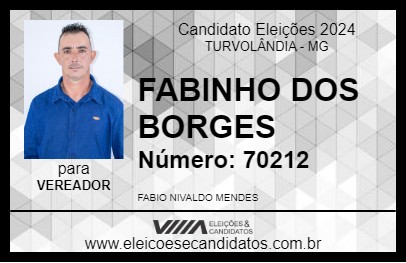 Candidato FABINHO DOS BORGES 2024 - TURVOLÂNDIA - Eleições