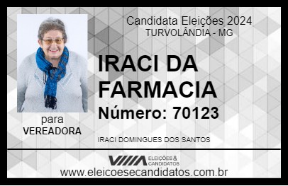 Candidato IRACI DA FARMACIA 2024 - TURVOLÂNDIA - Eleições