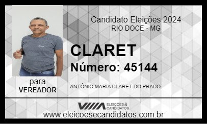 Candidato CLARET 2024 - RIO DOCE - Eleições