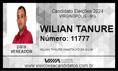 Candidato WILIAN TANURE 2024 - VIRGINÓPOLIS - Eleições