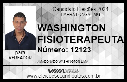 Candidato WASHINGTON FISIOTERAPEUTA 2024 - BARRA LONGA - Eleições