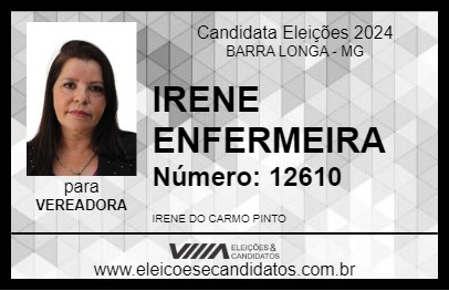 Candidato IRENE ENFERMEIRA 2024 - BARRA LONGA - Eleições