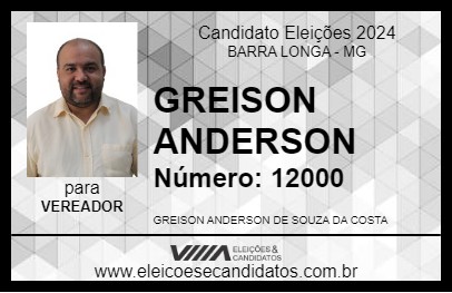 Candidato GREISON ANDERSON 2024 - BARRA LONGA - Eleições